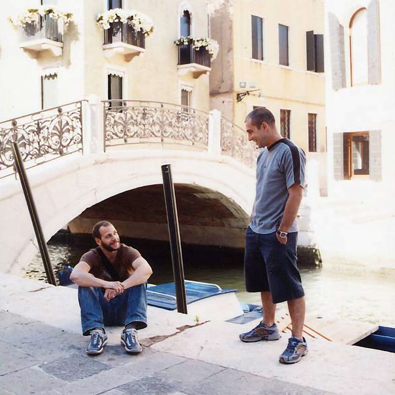 2007: David with his friend/photo assistant in Venice, Italy.