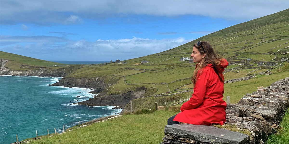 Watching the wild Atlantic on the Wild Atlantic Way in County Clare, Ireland.