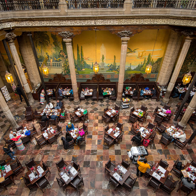 Sanborns Restaurant, with its mural by Pacologue.