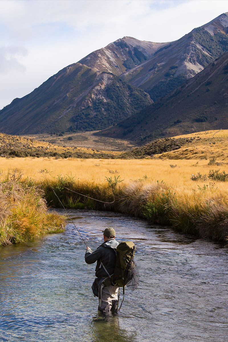 Fly-fishing in Winding Stream, one of many gin-clear waterways at Flockhill.