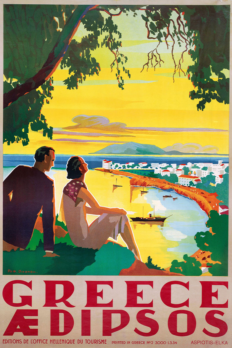 Greece, Adipsos vintage travel poster